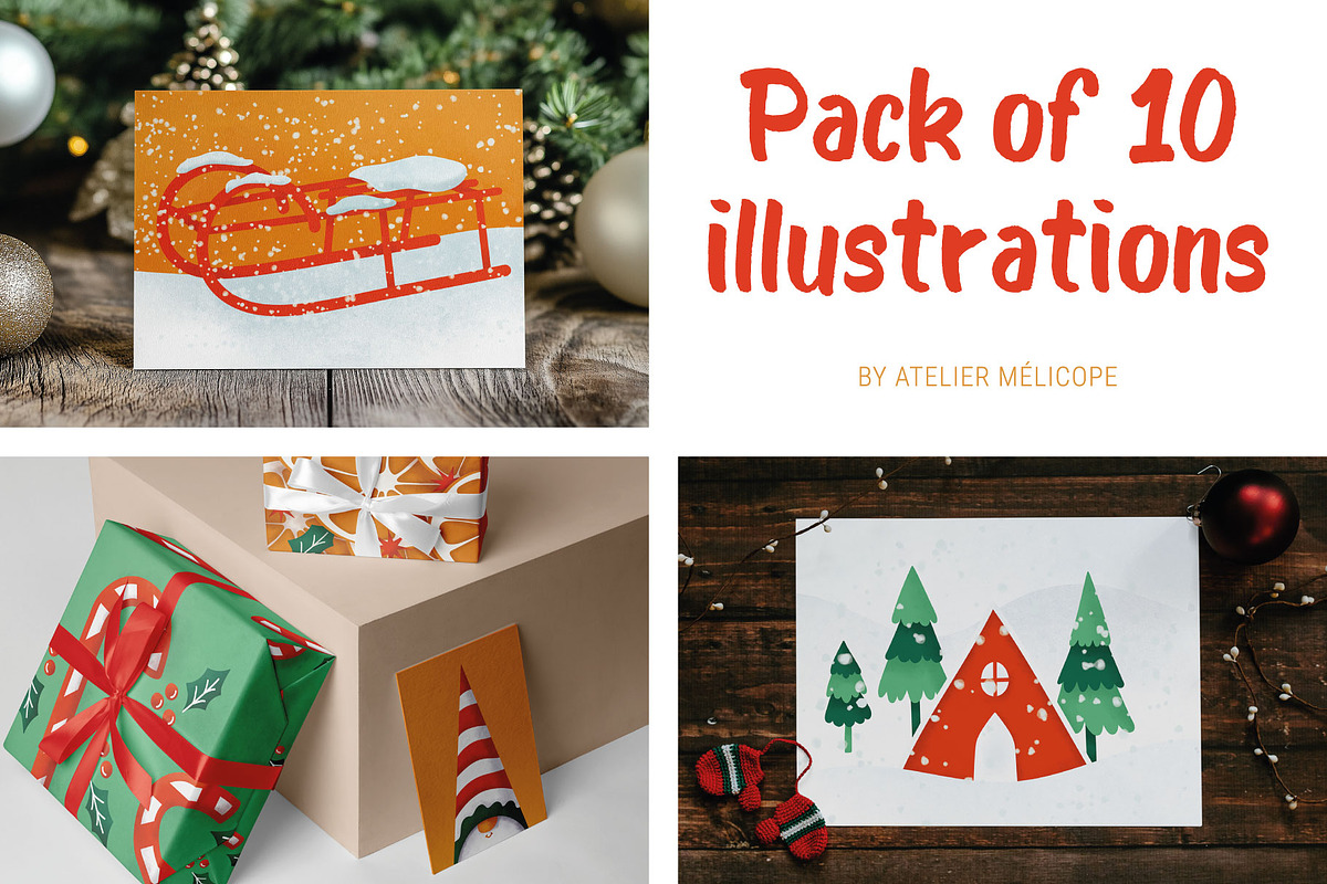 Christmas & winter illustrations set, an Illustration by Atelier Mélicope (Photo 1 of 9)