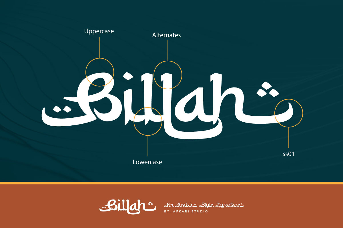 Billah - An Arabic Style Typeface, a Handwritten Font by Afkari Studio (Photo 2 of 13)
