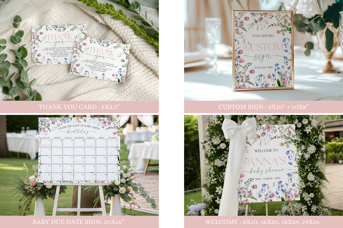 Baby in Bloom Shower Mega Bundle, an Invitation Template by Digital_Mind (Photo 3 of 9)