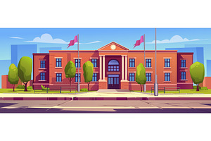 School Building Cartoon Background