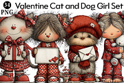 Valentine Cat and Dog Girl Set, an Illustration by Daily.Designs (Thumbnail 1 of 7)