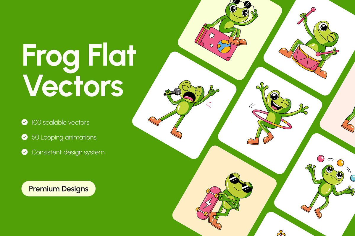 Bundle of Frog Vector Icons, an Emoji Icon by Creative Stall (Photo 1 of 12)