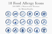 Watercolor Food Allergy Icon Set, a Food Illustration by Momo Studio (Thumbnail 2 of 7)