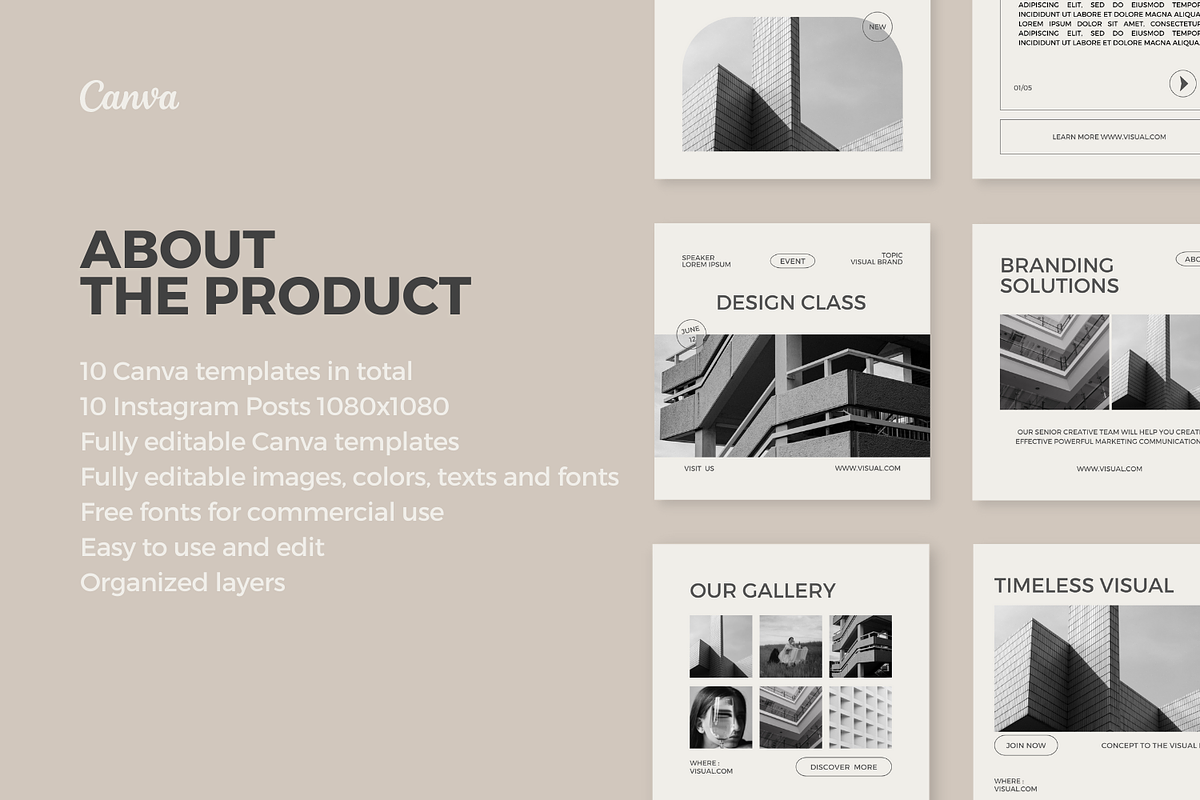Black Minimalist Canva Template, a Social Media Template by Moodwave Studio (Photo 2 of 9)