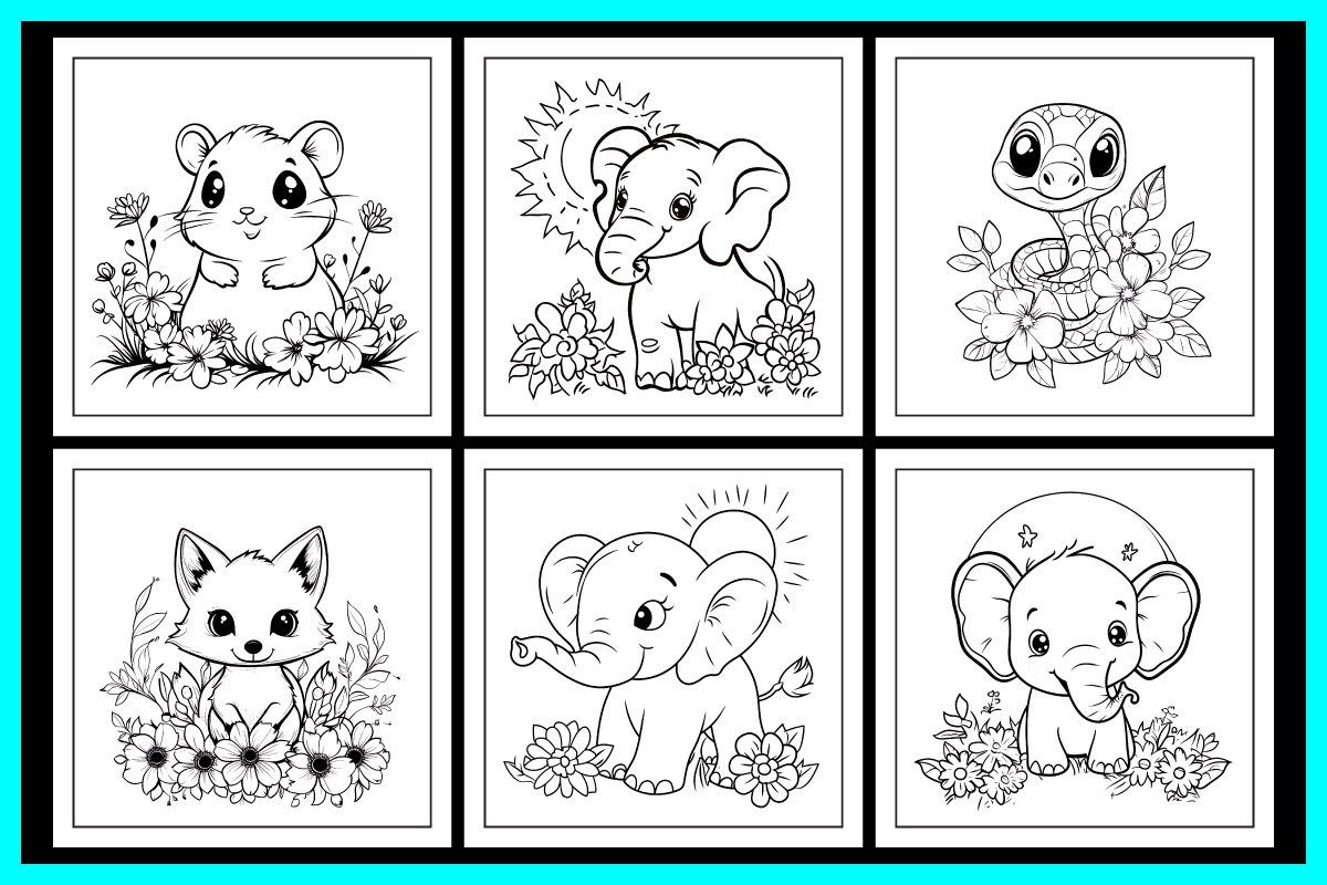 Floral Animal Coloring Pages, an Animal Illustration by protabsorkar11 (Photo 2 of 6)