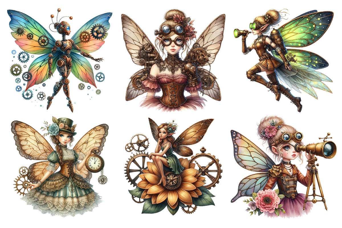 Steampunk Fairy Clipart PNG, an Illustration by SinaCreation (Photo 3 of 5)