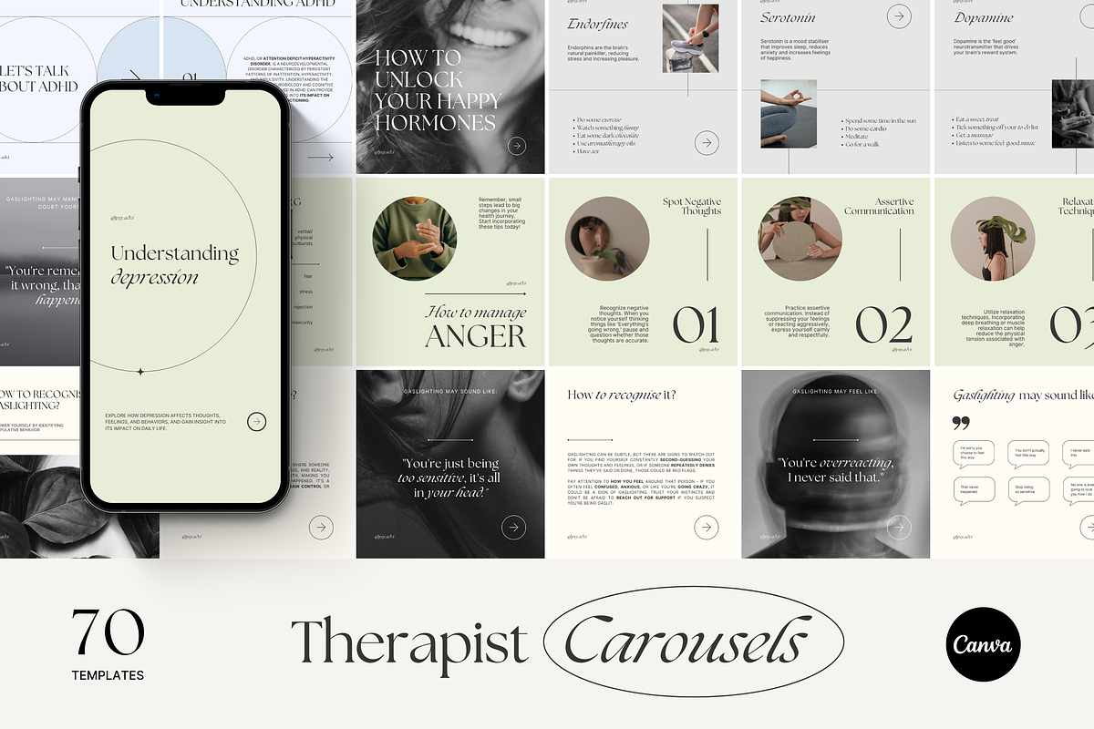 Mental Health Instagram Templates, a Social Media Template by Chewie Co (Photo 1 of 10)