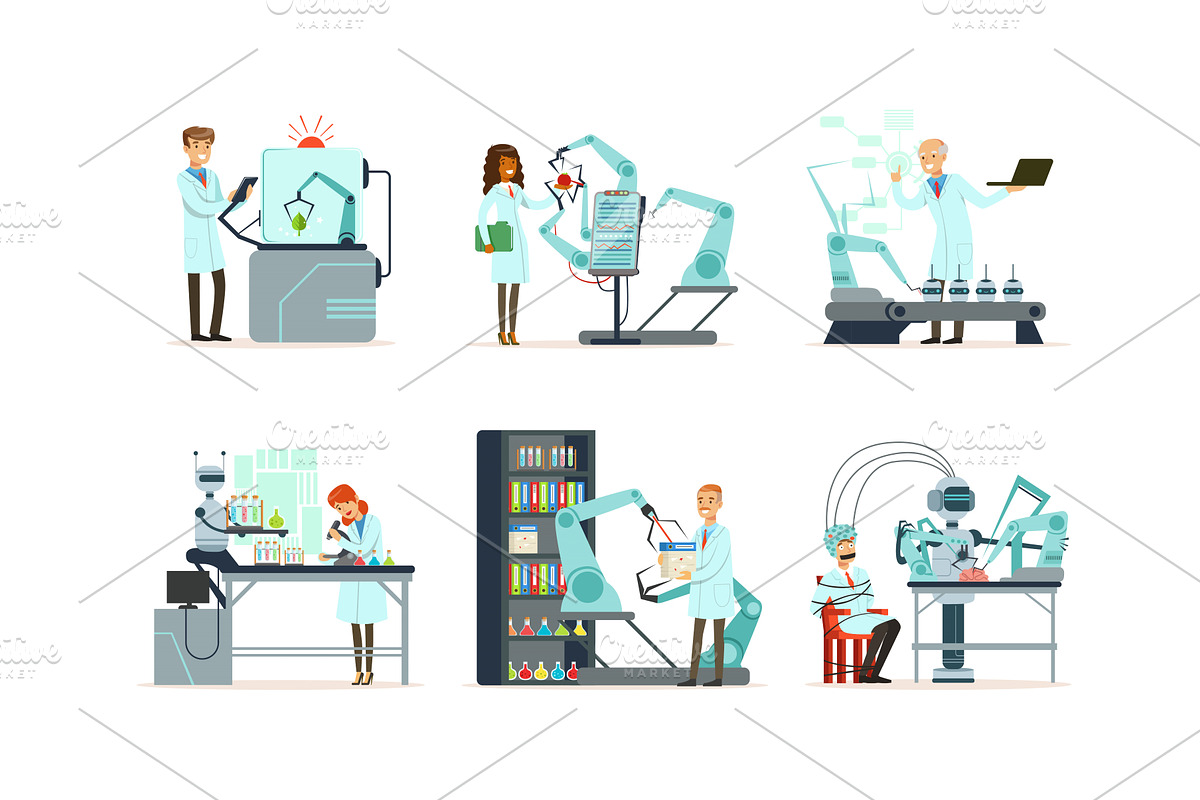 Scientists Working in Laboratory, a Person Illustration by TopVectors