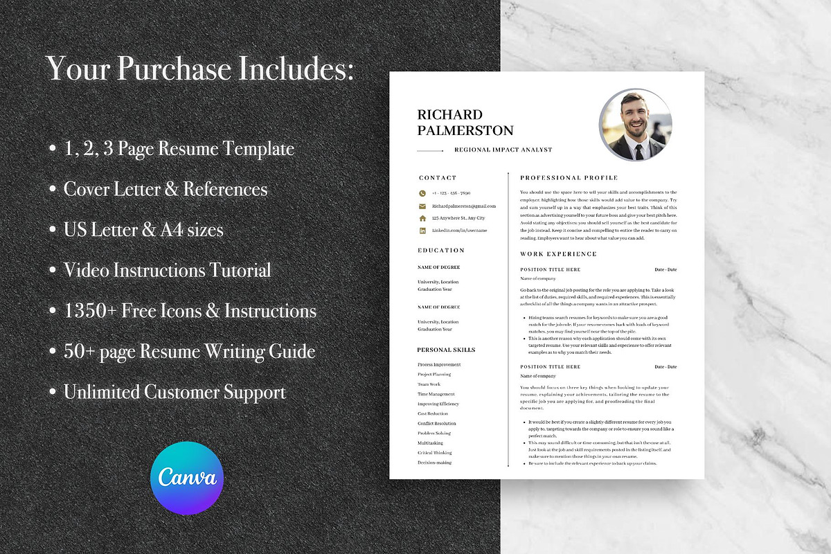 Executive CV Template Pack | Canva, a Resume Template by Lux Resume (Photo 8 of 9)