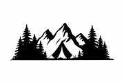 silhouette camping tent mountain, an Illustration by Amazin_art (Thumbnail 7 of 17)