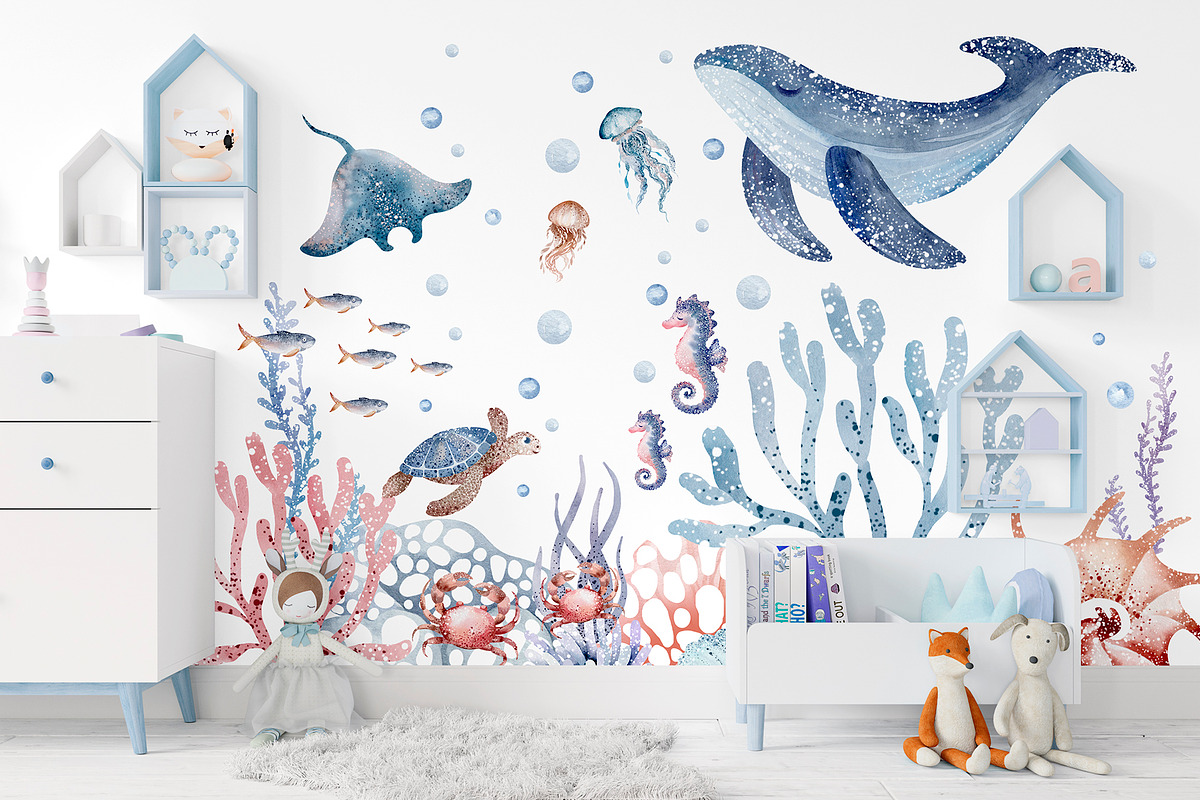 Ocean Animals Watercolor Clipart, an Animal Illustration by LenArt (Photo 2 of 16)