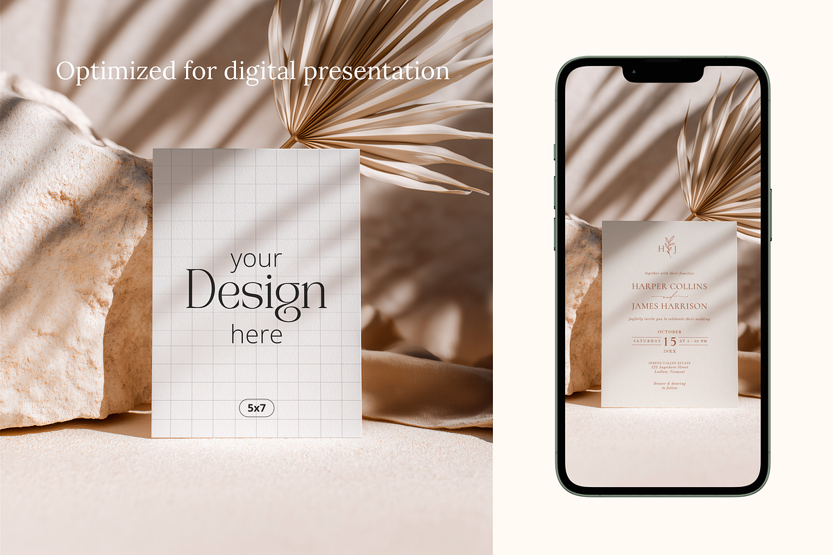 Neutral Boho Invitation Card Mockup, a Product Mockup by Serenefeeling (Photo 5 of 6)