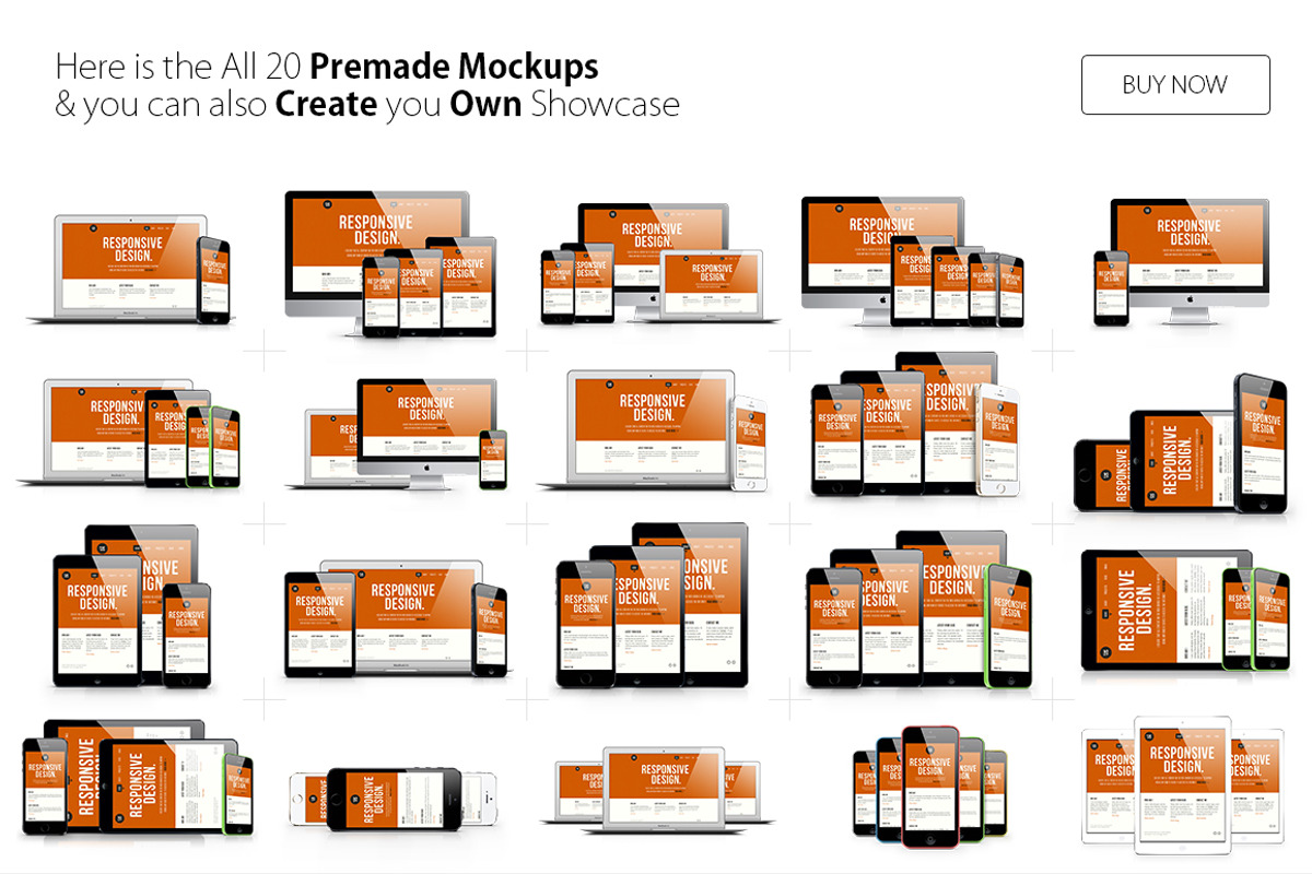 Apple Responsive Screen Mockups V.2, an iPhone Mockup by Graphicon