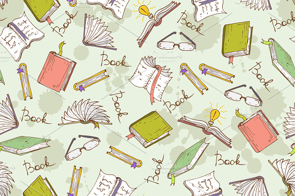 Pattern with books and glasses preview 2