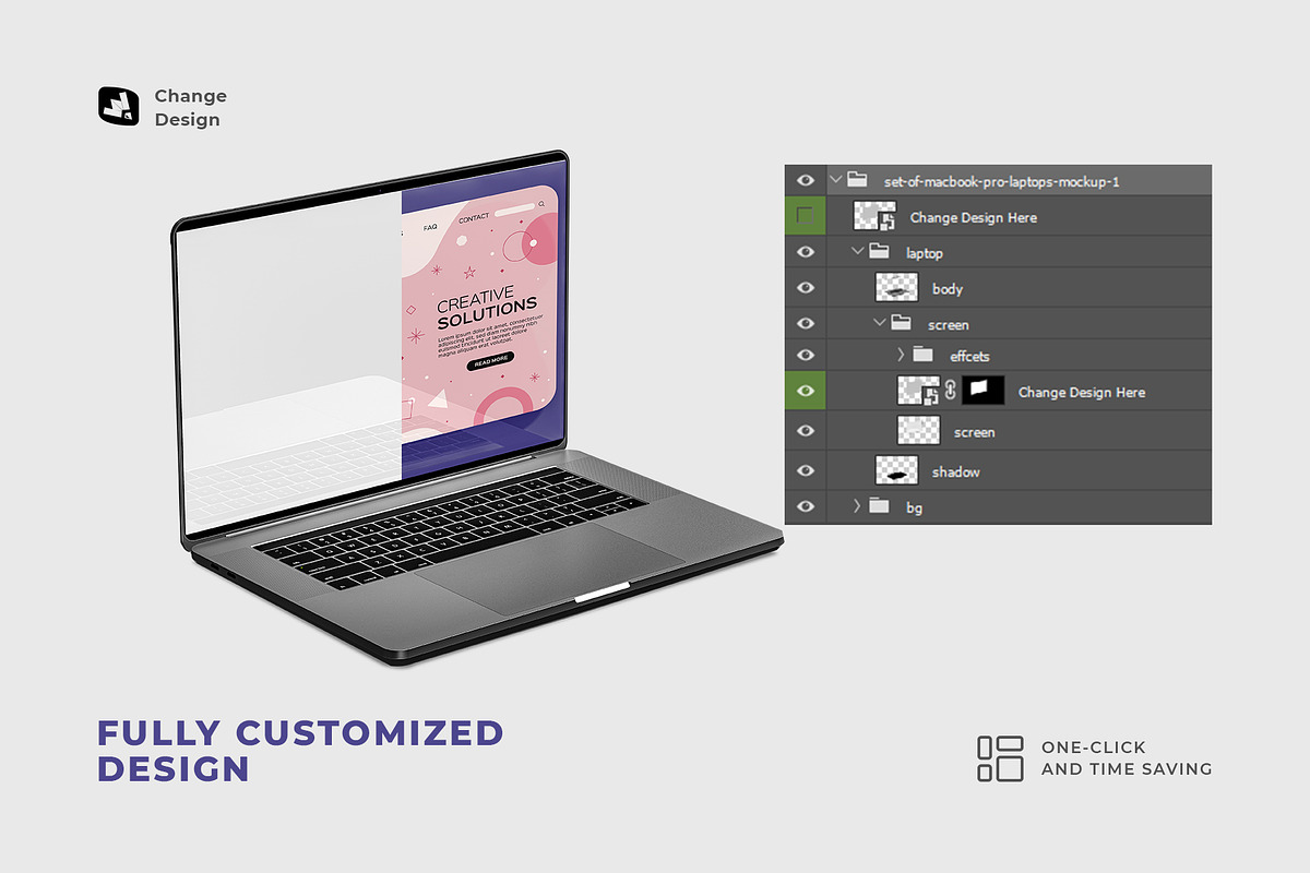 Set Of MacBook Pro Laptops Mockup, a Books & Magazine Mockup by Designertale (Photo 2 of 9)