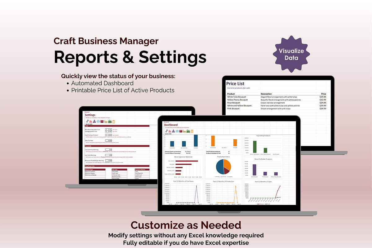 Craft Business Manager - Excel, an App Template by Ardent Workshop (Photo 8 of 9)