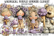 Whimsical Purple Summer Clipart, an Illustration by OK Design (Thumbnail 1 of 6)