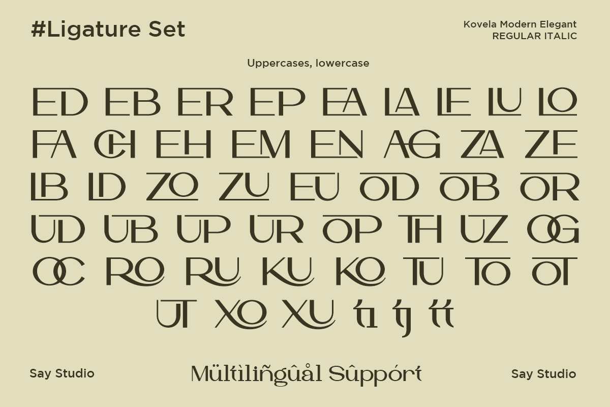 Luxury Ligature Sans Font - Kovela, a Sans Serif Font by Say Studio (Photo 11 of 11)