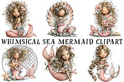 Whimsical Sea Mermaid Clipart, an Illustration by OK Design (Thumbnail 2 of 6)