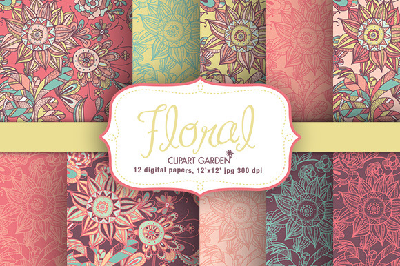 Floral romantic papers pack preview 5