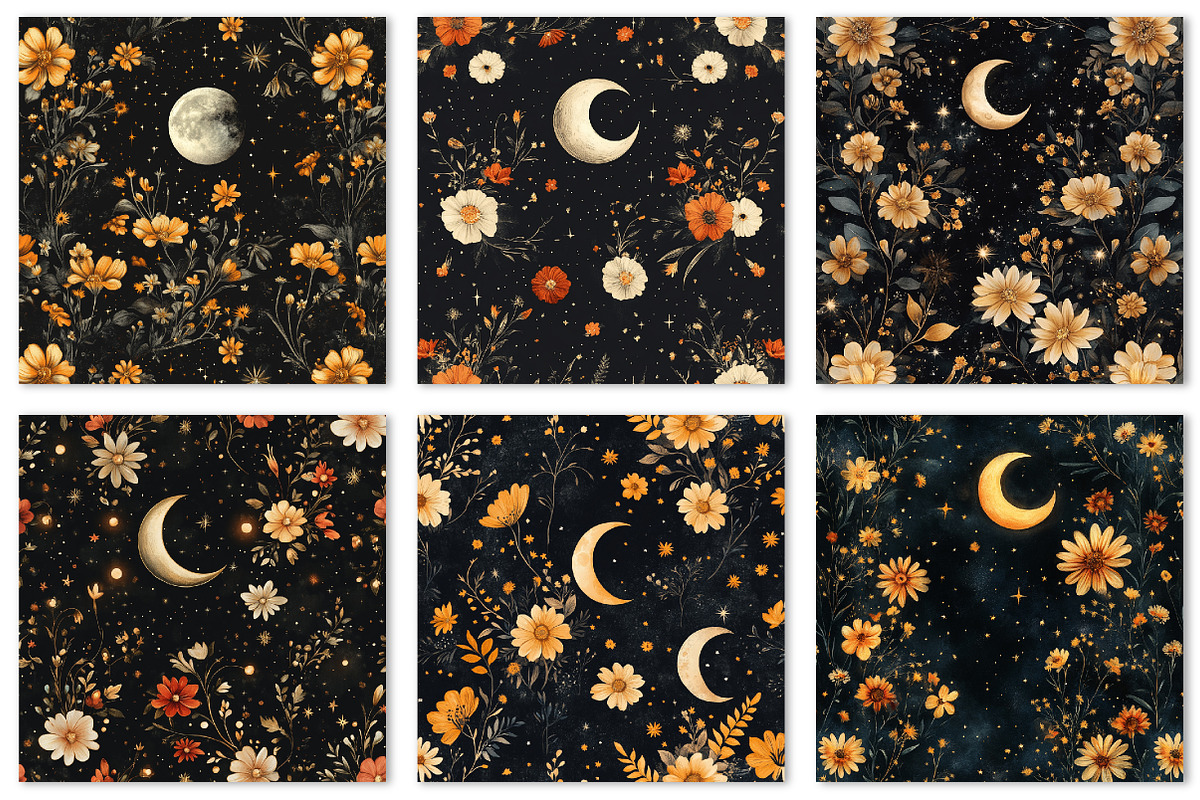 Celestial Floral Seamless Patterns, an Illustration by Dream Creation (Photo 4 of 5)