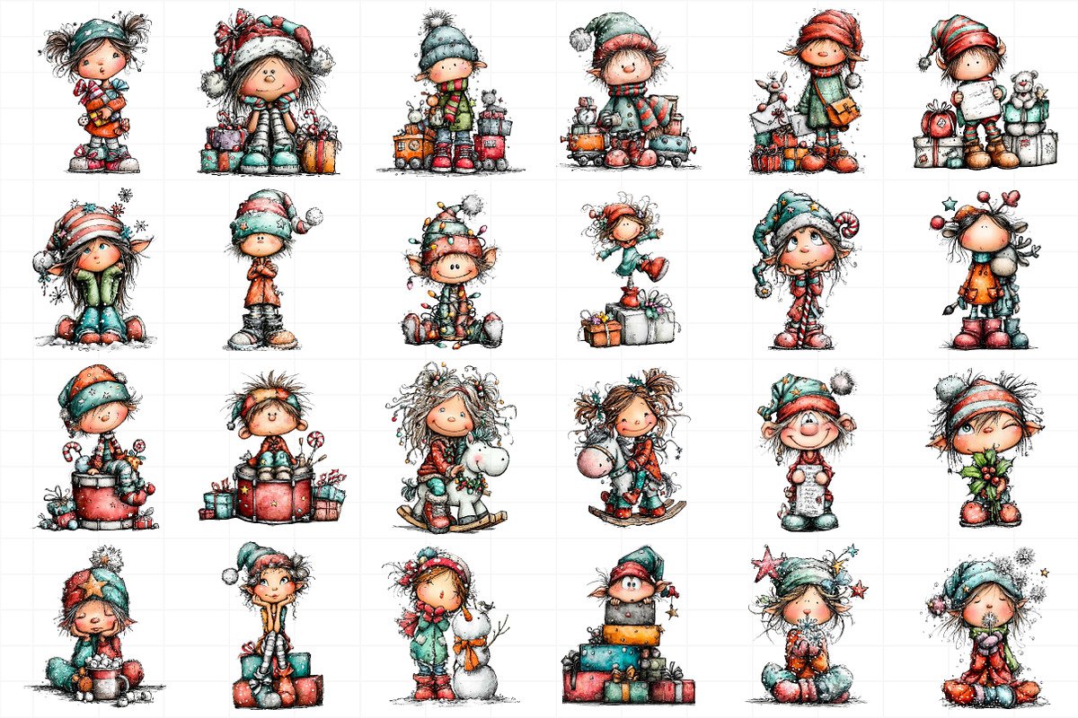 Whimsical Christmas Elf Clipart, an Illustration by Daily.Designs (Photo 5 of 5)