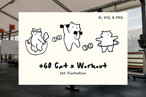 +60 Cat x Workout Set Illustration