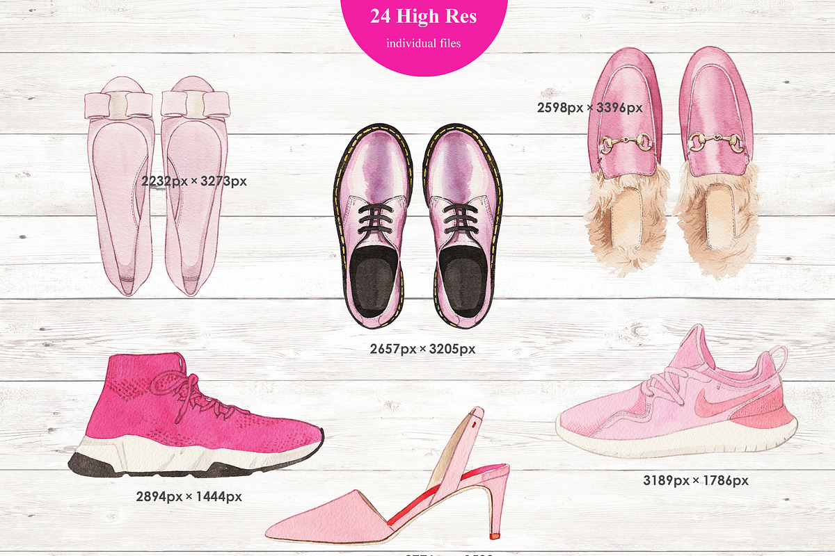 24 WATERCOLOR PAINTED PINK SHOES, an Illustration by Sweet Oh Sour (Photo 5 of 5)