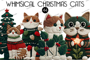 Whimsical Christmas Cats Clipart, an Illustration by DreamArtGraphic