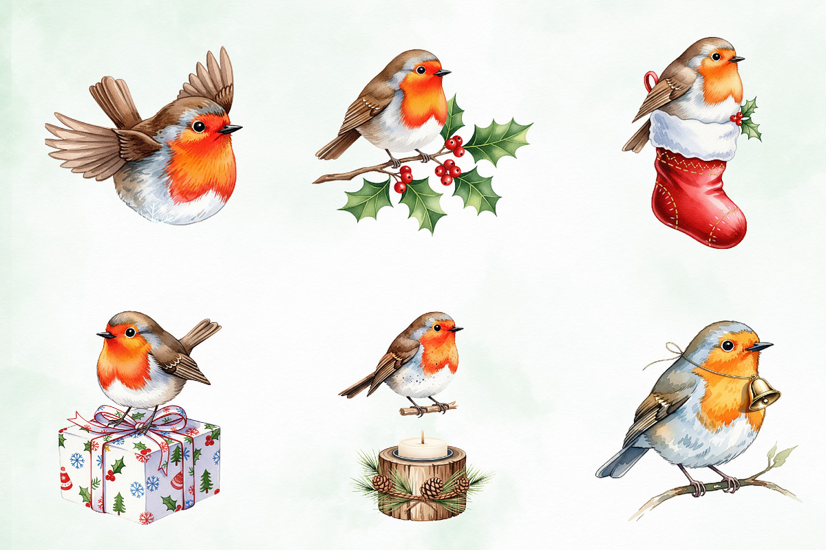 Christmas Robin Bird PNG Clipart, an Illustration by Creative Art (Photo 2 of 10)