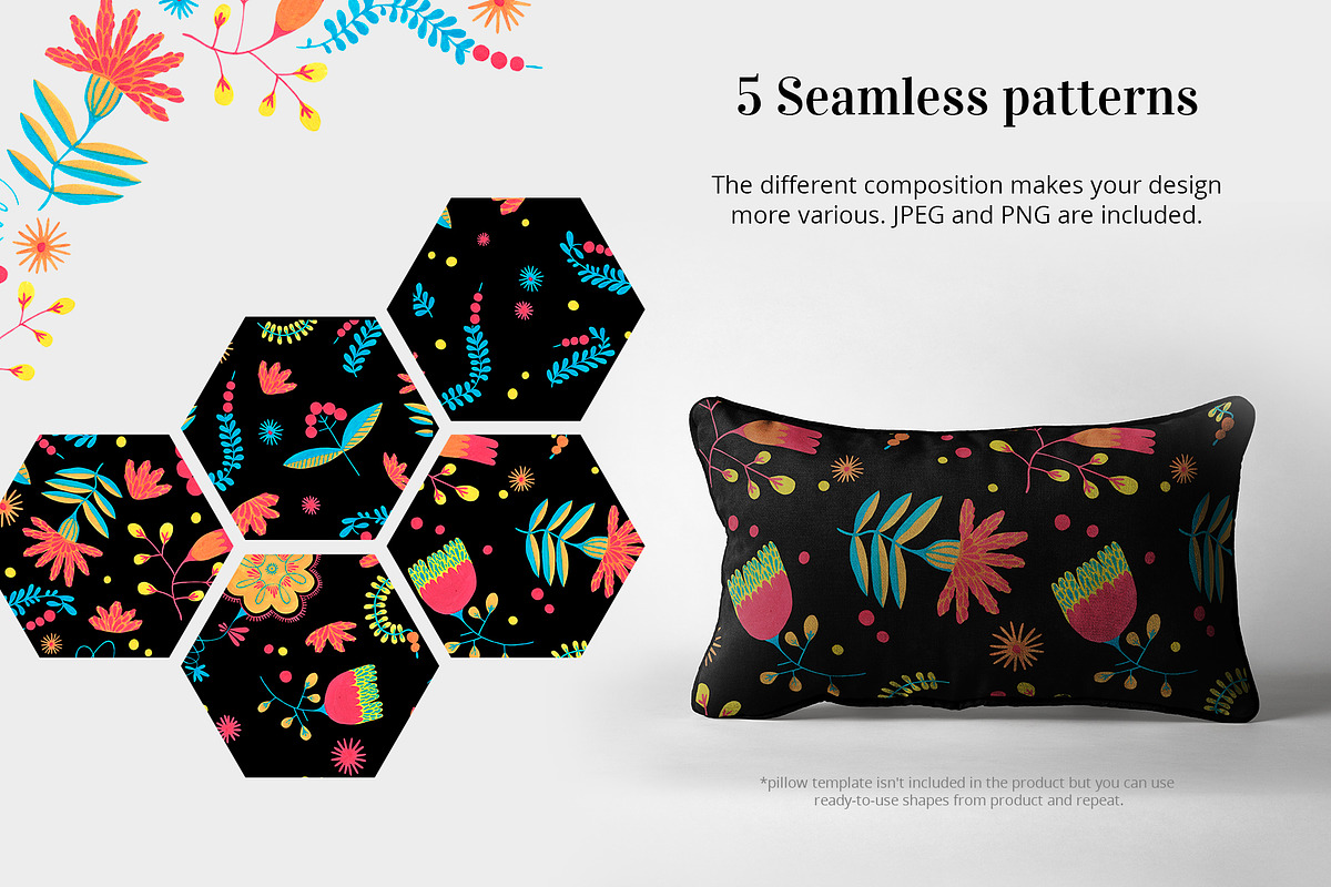 Hand-painted folk gouache pattern, a Decorative Illustration by Folkheart (Photo 4 of 11)