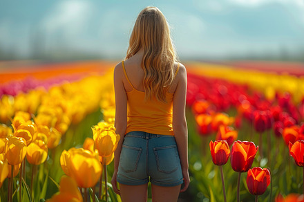woman among tulip fields, a Photo by Pictures for you!!!!!!!!!