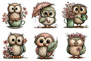 Whimsical Spring Owl Clipart, an Illustration by Dream Creation (Thumbnail 4 of 7)