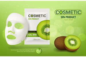 Kiwi fruit essence cosmetic mask, a Healthcare Illustration by Vector Tradition