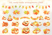 Autumn pumpkins watercolor clipart, a Decorative Illustration by susie-p-art (Thumbnail 3 of 17)