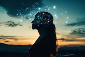 Double exposure of female neuroscien, a Photo by Dvoevnore photos