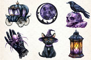 Spooky Purple Halloween Clipart, an Illustration by Dream Creation (Thumbnail 5 of 7)