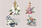 Watercolor vintage sewing kit, an Illustration by AkvarelRiver (Thumbnail 13 of 15)