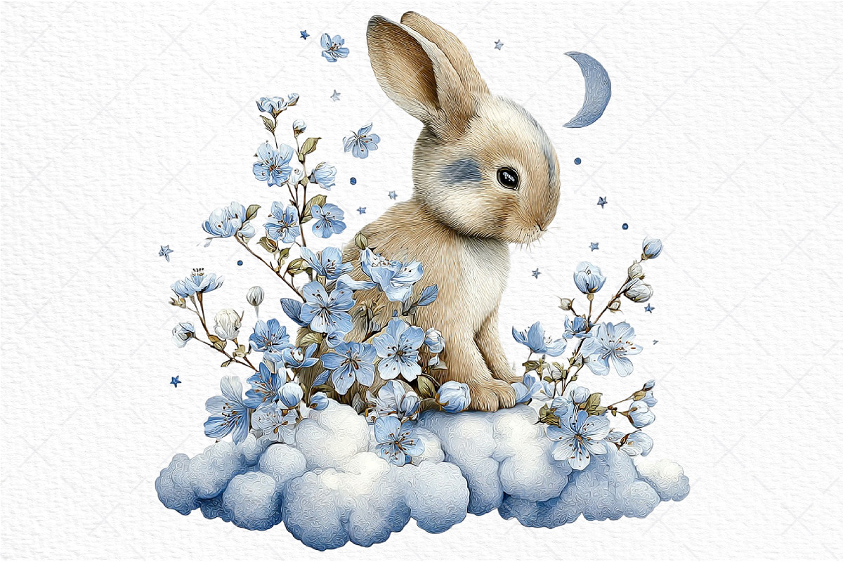 Watercolor Spring Rabbit Clipart Png, an Illustration by Craft Nest (Photo 7 of 11)