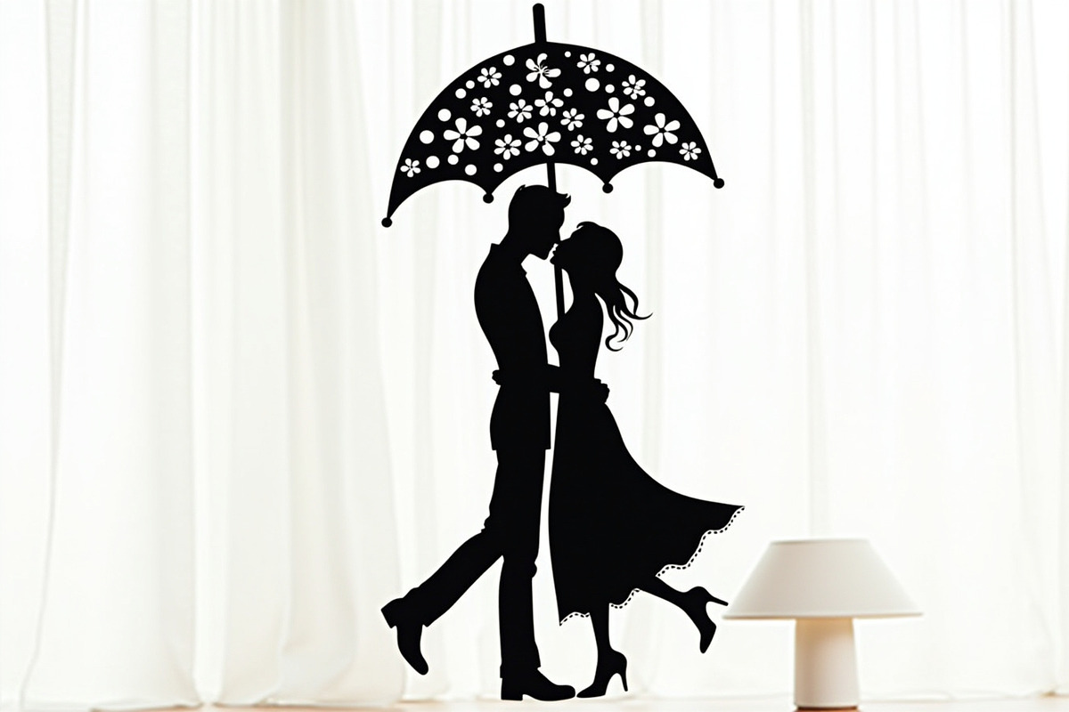 Romantic Couple Holding Umbrella, an Illustration by Amazin_art (Photo 3 of 21)
