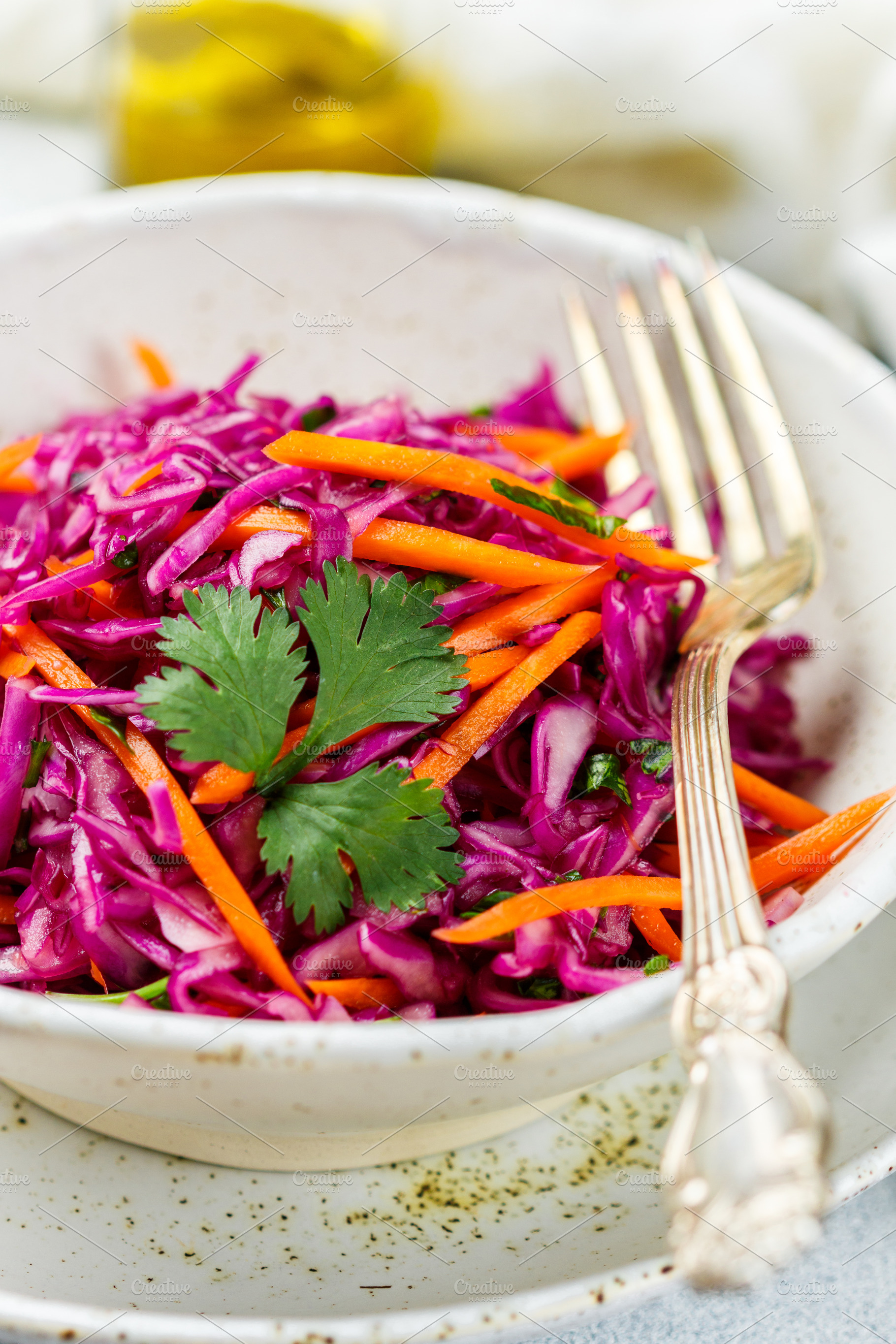 Red cabbage salad cole slaw featuring christmas, appetizer, and background, a Food & Drink Photo by La_Vanda