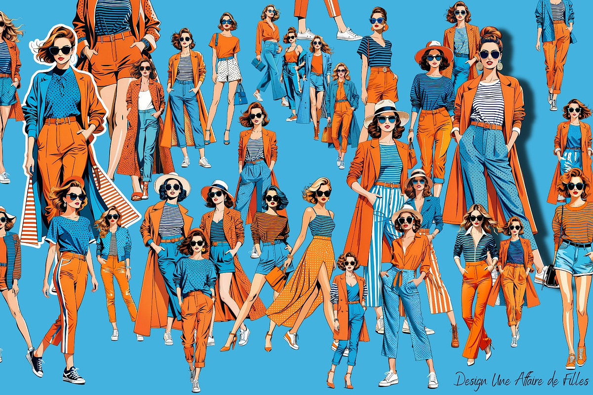 ORANGE & BLUE 34 FASHIONISTA CLIPART, a Person Illustration by Une Affaire de Filles (Photo 5 of 5)