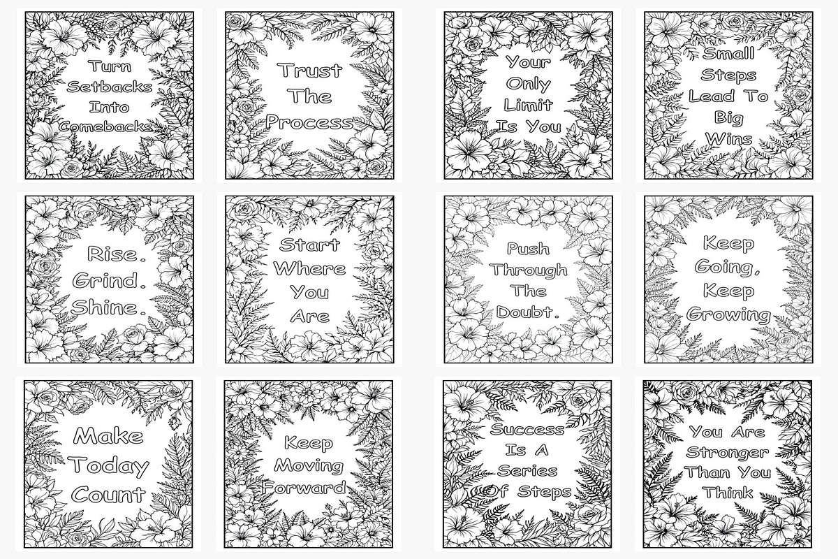Floral Motivational Coloring Pages preview 3