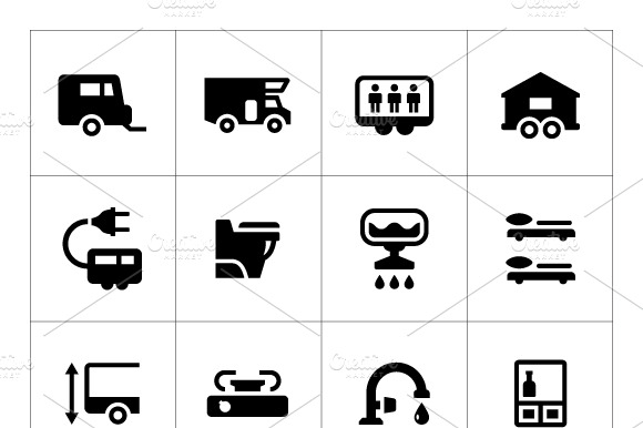 Set Icons Of Camper