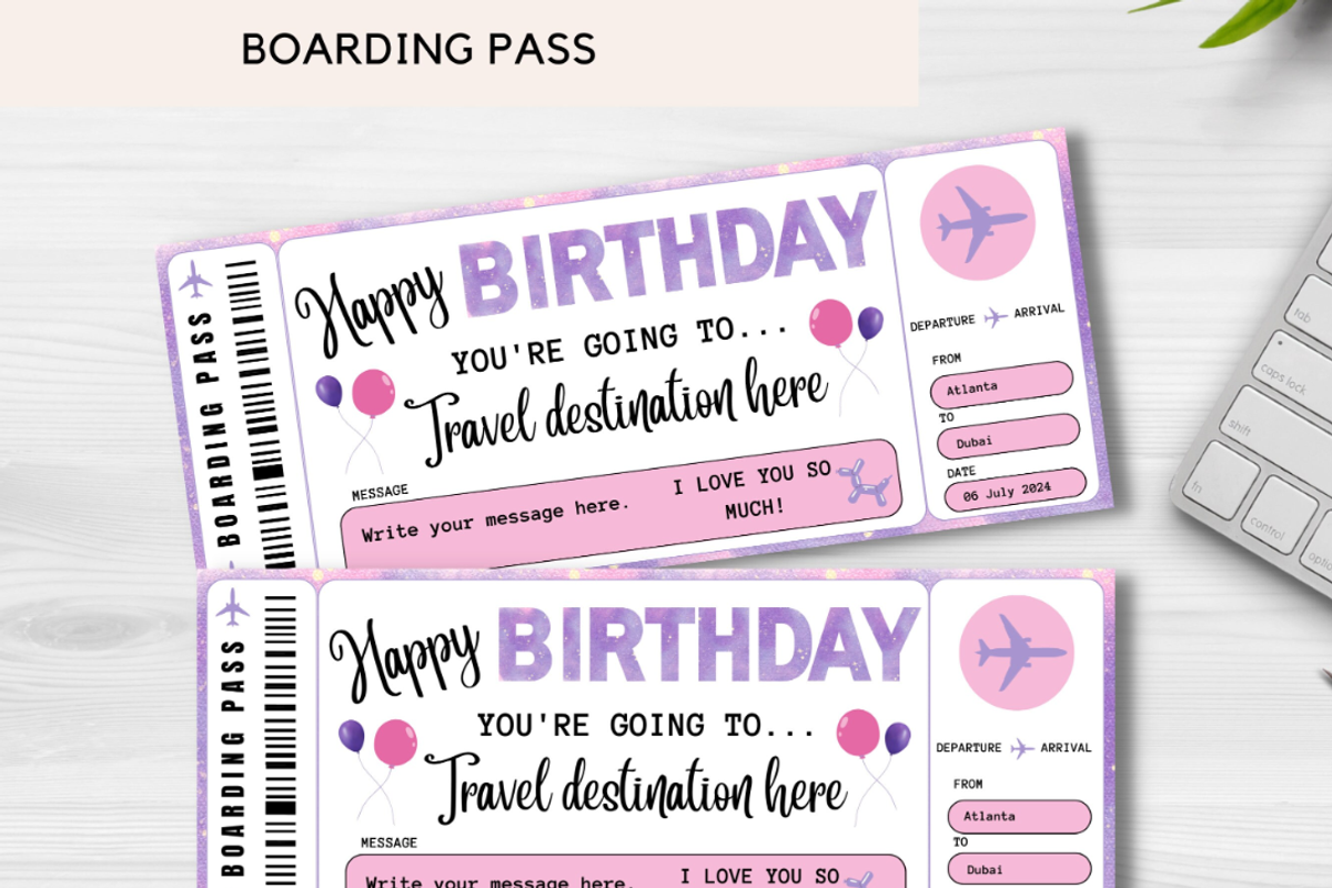 Happy Birthday Gift Boarding Pass, a Card Template by YasdeyDesigns (Photo 7 of 8)