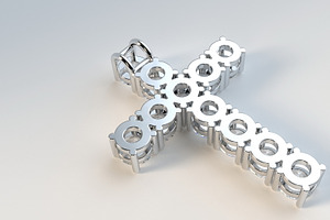 Cross With Diamonds 3D Print Model