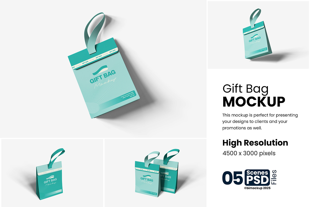 Gift Bag Mockup, a Merchandise Mockup by bimockup (Photo 1 of 6)