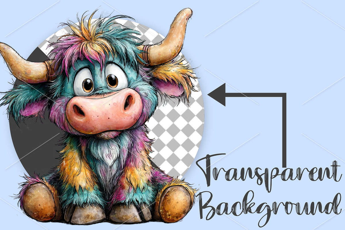 Whimsical Highland Cow Clipart PNG, a Seasonal Illustration by Canvas Craft (Photo 2 of 6)