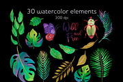 Green and gold leaves clipart, a Decorative Illustration by AnastasiaWatercolor (Thumbnail 3 of 6)