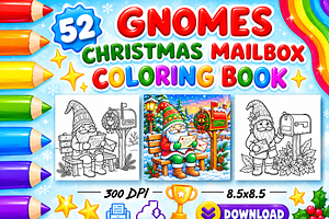 Gnomes Christmas Mailbox Coloring